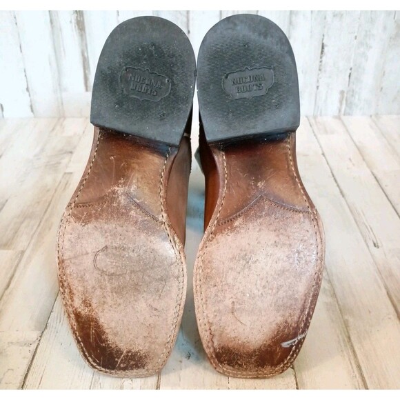 Vtg. Nocona Womens Size 8.5B Cowboy Boots Square Toe Teal/Brown Leather Western - Picture 11 of 16